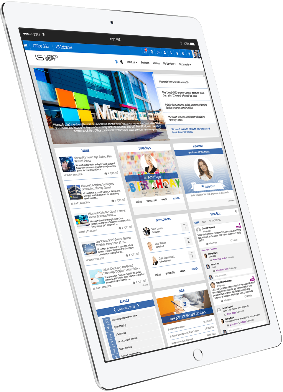 screenshot of LS intranet